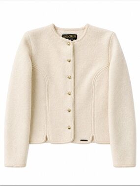Geiger Tyrol Austria 100% Pure Wool Cardigan Jacket Cream Size 40 (EU)
